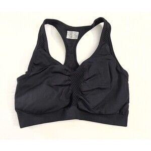 Athleta Seamless Sports Bra Laser Cut Black Removable Pads High Impact Size Med